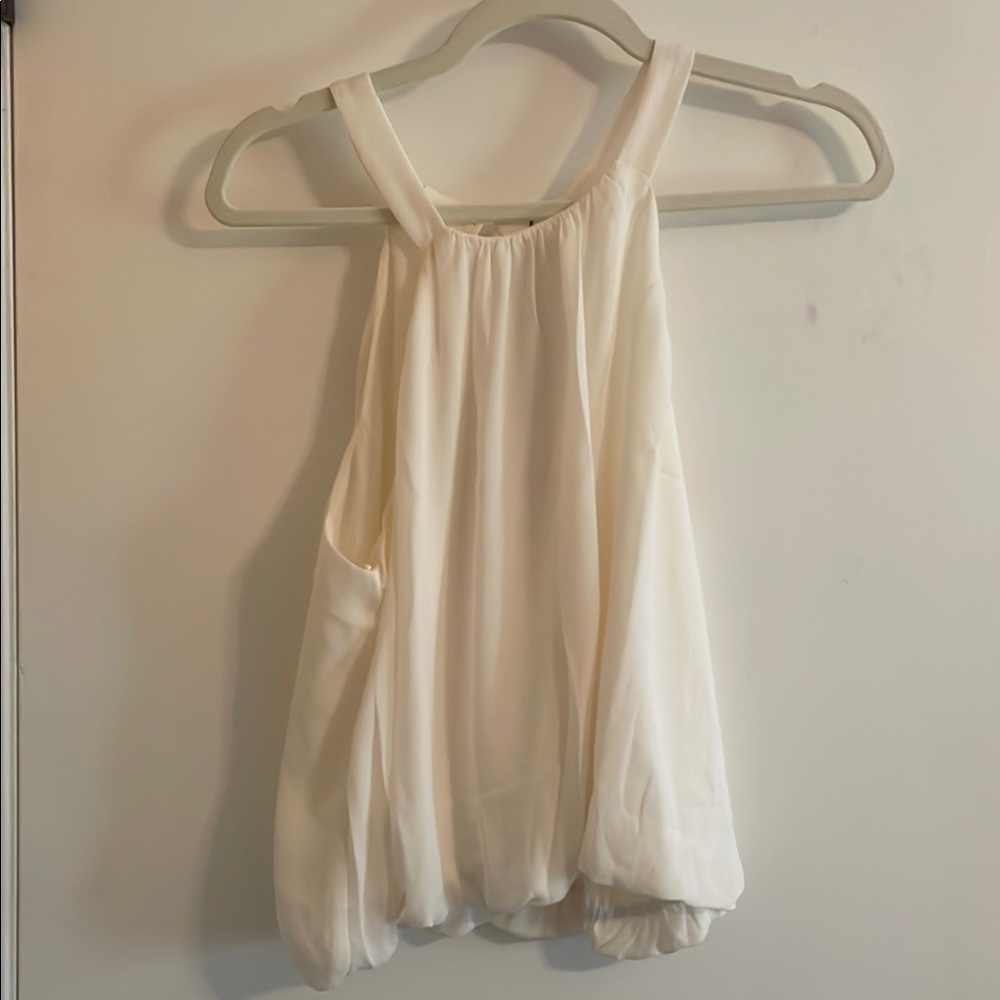 NWT REVOLVE Krisa Cream Sleeveless Relaxed Tank Top with Keyhole Back